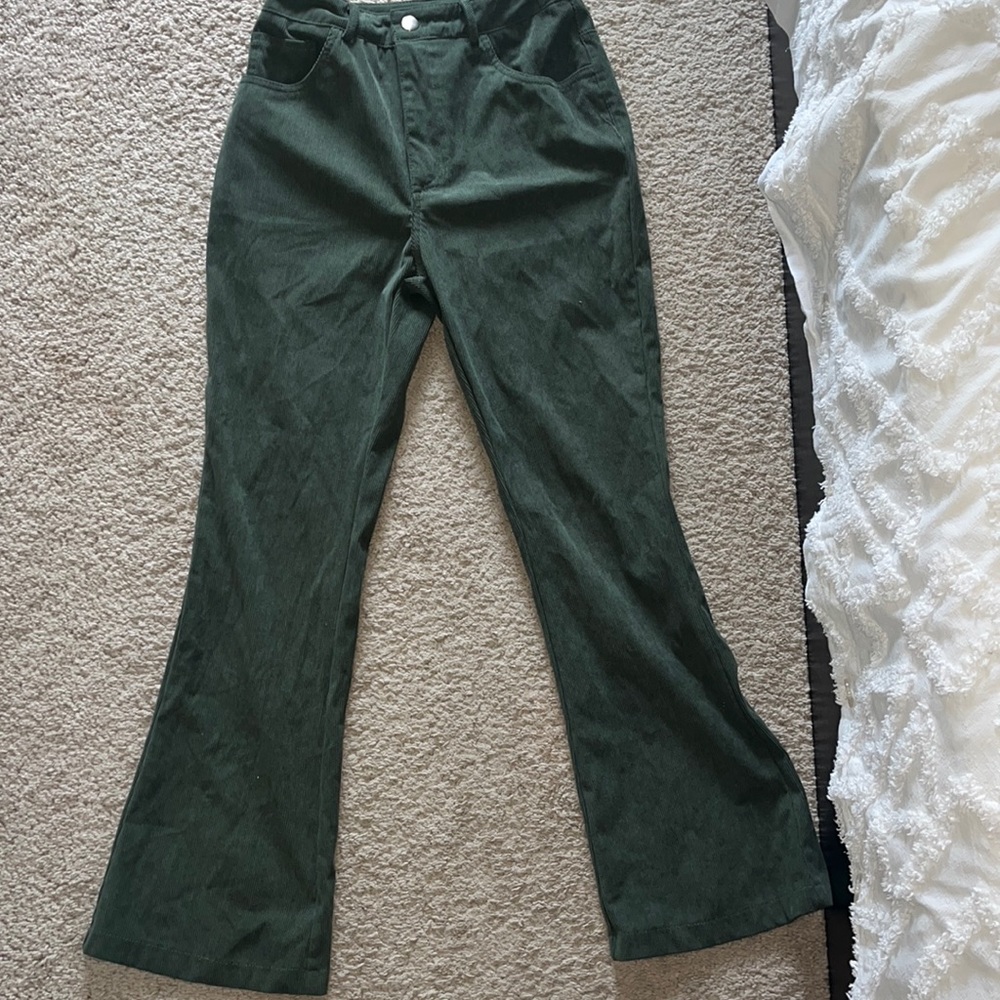 corduroy green flare pants